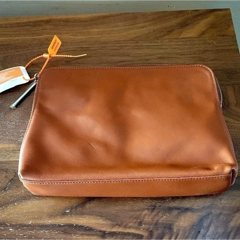 NWT 3.1 Phillip Lim 31 Cosmetic Large Pouch Bag iPad Clutch Luxury Leather Brown